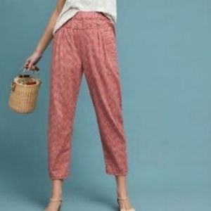 ANTHROPOLOGIE Longshore Cropped Pants Size Medium Red